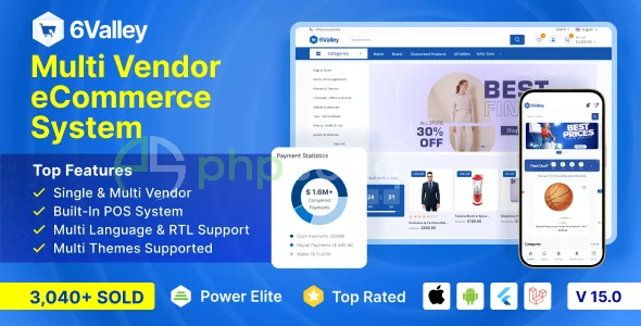 6valley Multi-Vendor E-commerce - Complete eCommerce Mobile App, Web, Seller and Admin Panel v15.0